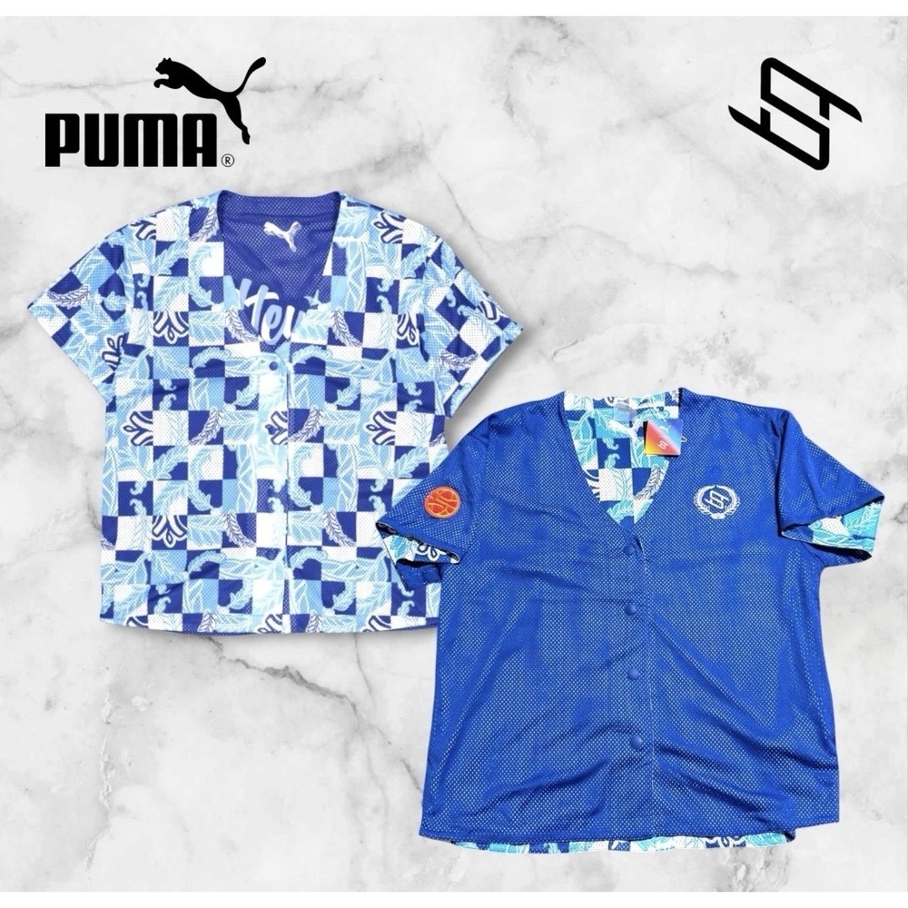 *NWT Women Size MEDIUM Puma STEWIE Dawn Conversation Basketball Top Cobalt Glaze